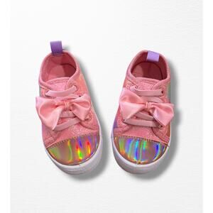NEW Laura Ashley Pink Multi Canvas Sneakers, Toddler Size 5